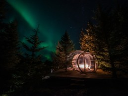 Northern lights at the bubble hotel in Iceland